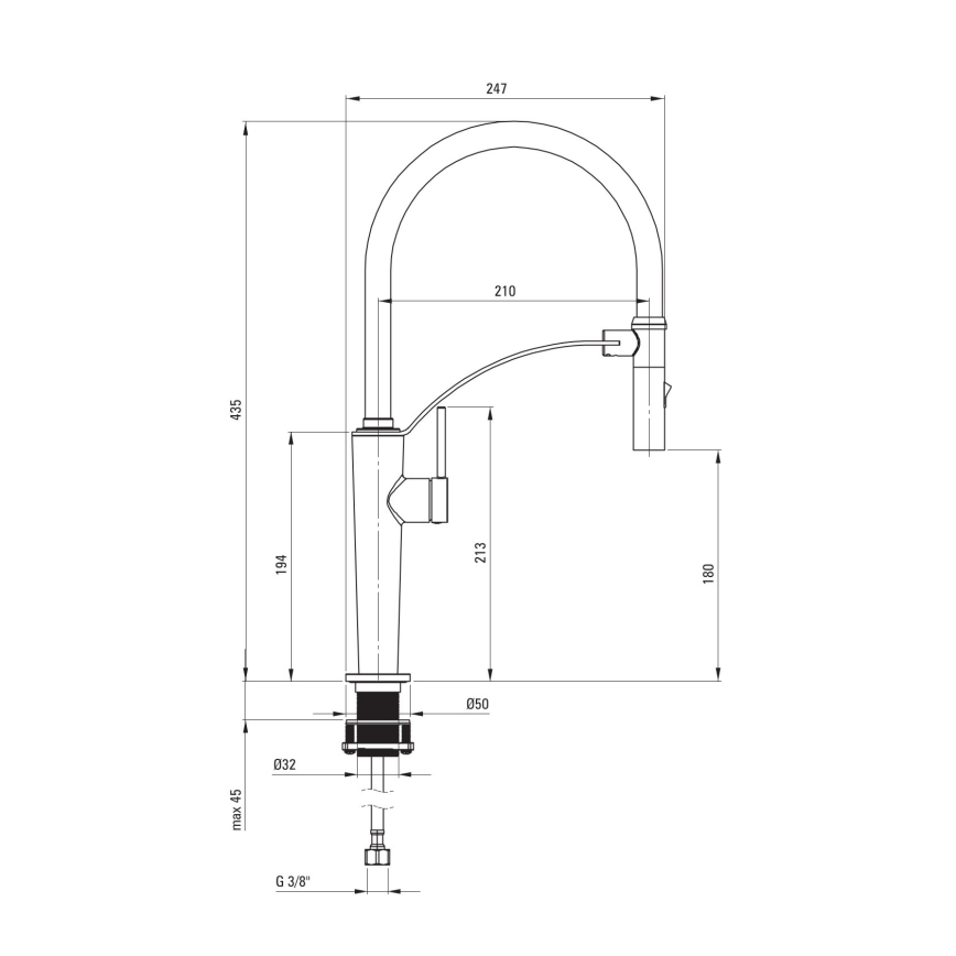 Deante BRC_072M - Sink tap with flexible arm CORDA shiny chrome