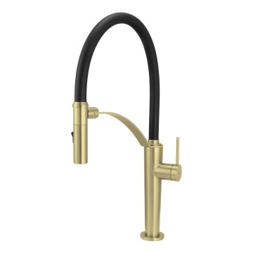 Deante BRC_R72M - Sink tap with flexible arm CORDA brushed gold