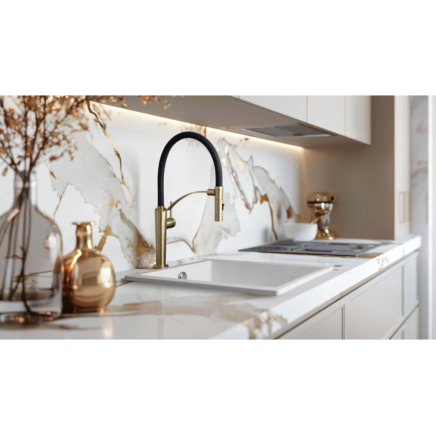 Deante BRC_R72M - Sink tap with flexible arm CORDA brushed gold