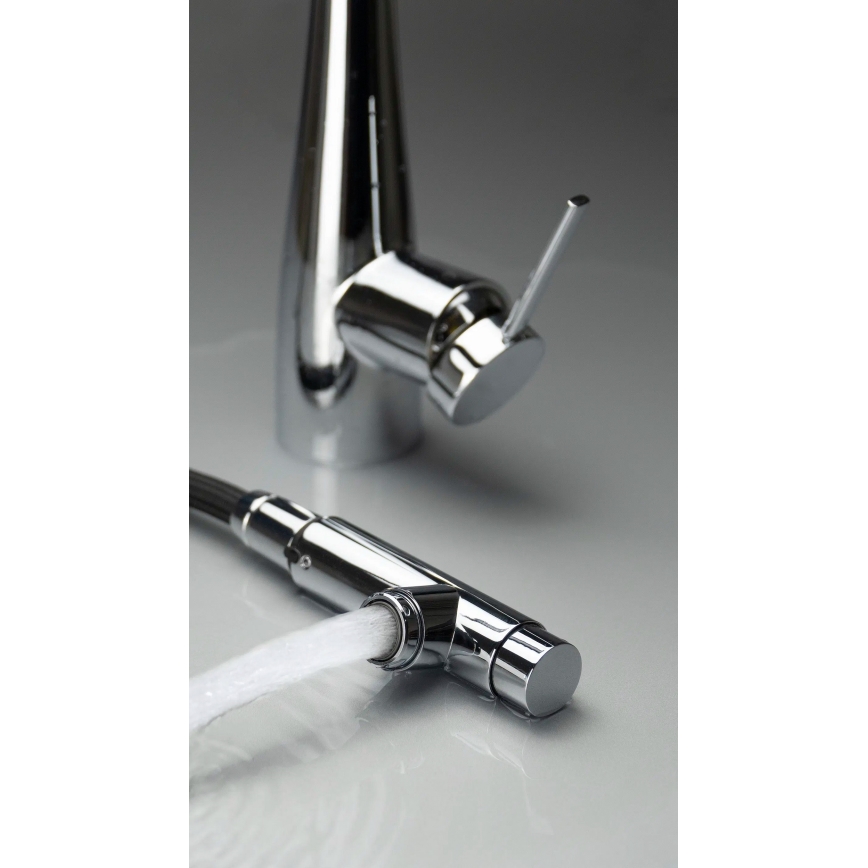 Deante BRE_075M - Sink tap with pull-out sprayer ERIDAN shiny chrome
