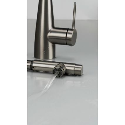 Deante BRE_D75M - Sink tap with pull-out sprayer ERIDAN titanium