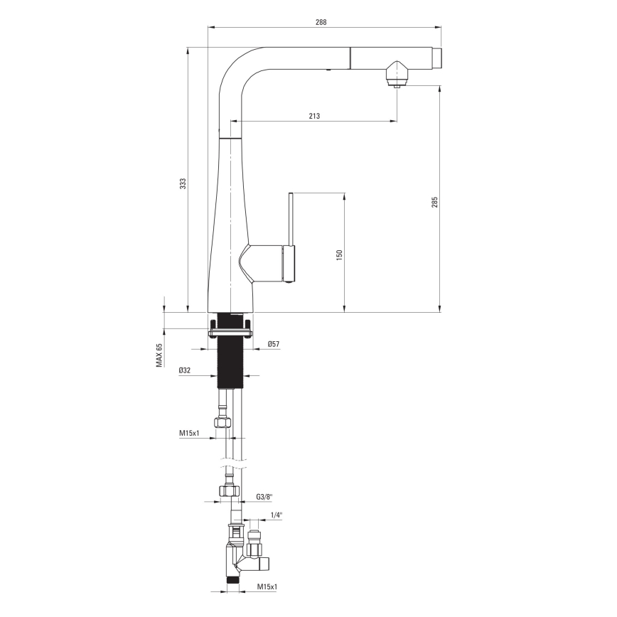 Deante BRE_D75M - Sink tap with pull-out sprayer ERIDAN titanium