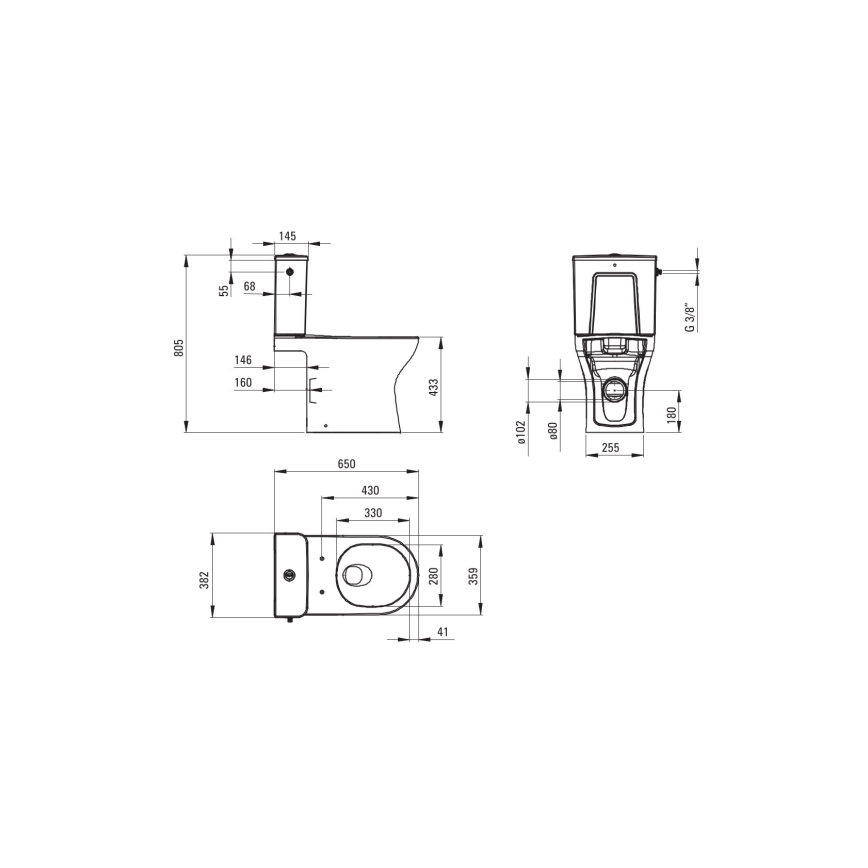 Deante CDJD6RPS - Floor-standing toilet with a toilet seat JASMIN ceramics/white