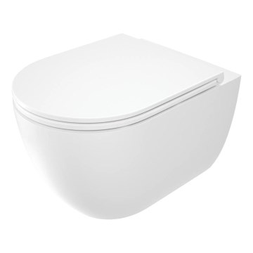 Deante CGRD6ZPW - Wall-hung toilet with toilet seat ROUND ceramics/white