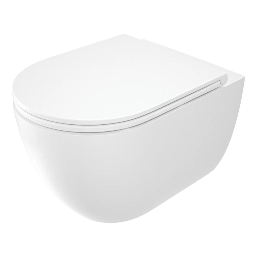 Deante CGRD6ZPW - Wall-hung toilet with toilet seat ROUND ceramics/white