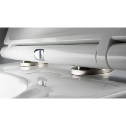 Deante CGRD6ZPW - Wall-hung toilet with toilet seat ROUND ceramics/white