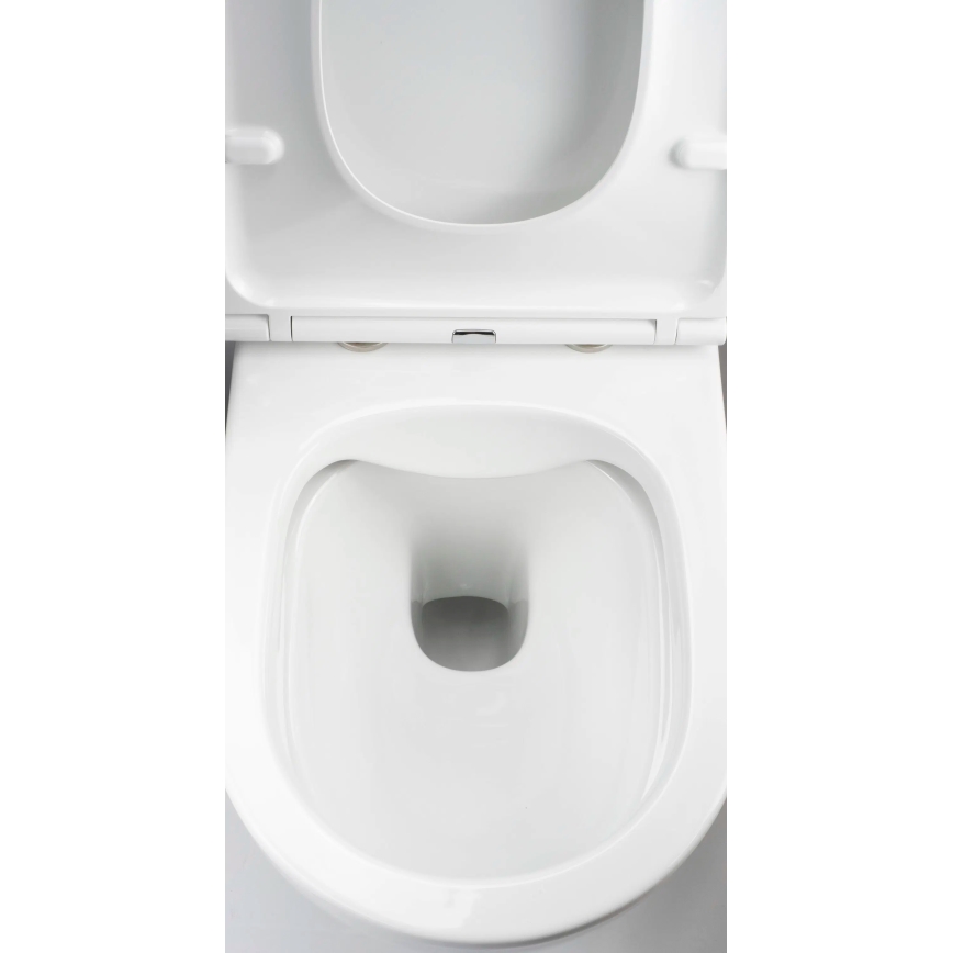 Deante CGRD6ZPW - Wall-hung toilet with toilet seat ROUND ceramics/white