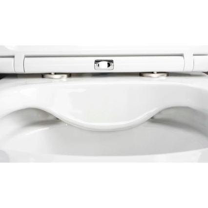 Deante CGRD6ZPW - Wall-hung toilet with toilet seat ROUND ceramics/white