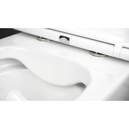 Deante CGRD6ZPW - Wall-hung toilet with toilet seat ROUND ceramics/white