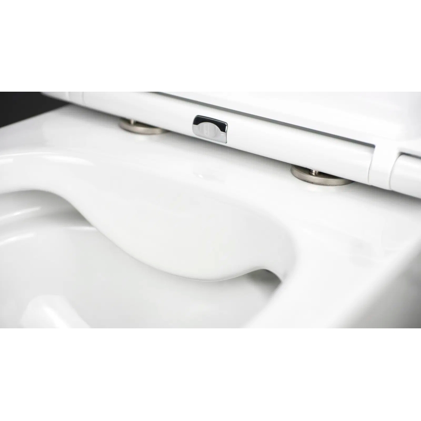 Deante CGRD6ZPW - Wall-hung toilet with toilet seat ROUND ceramics/white