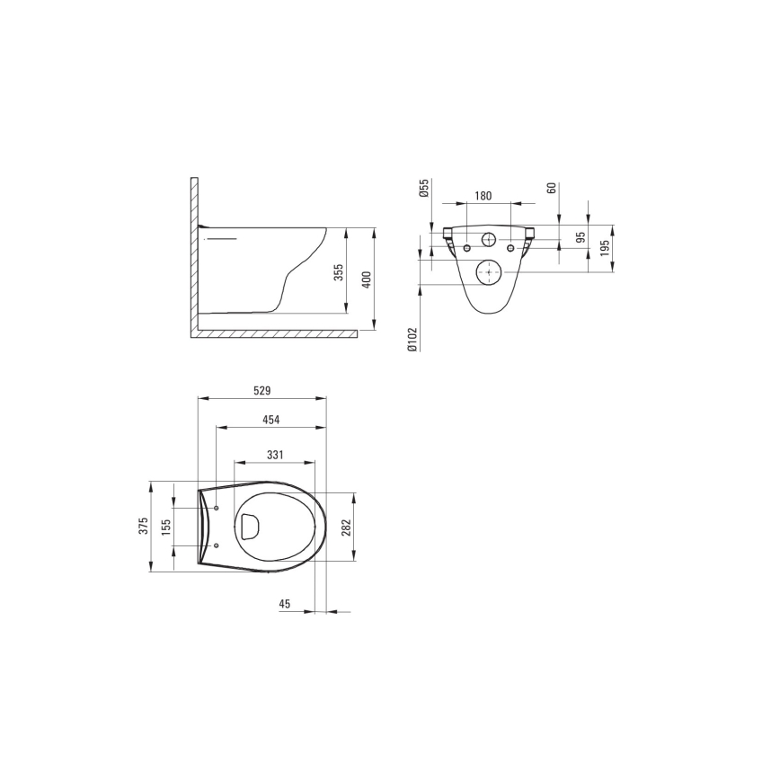 Deante CMOD6SPW - Wall-hung toilet with toilet seat BORO ceramics/white
