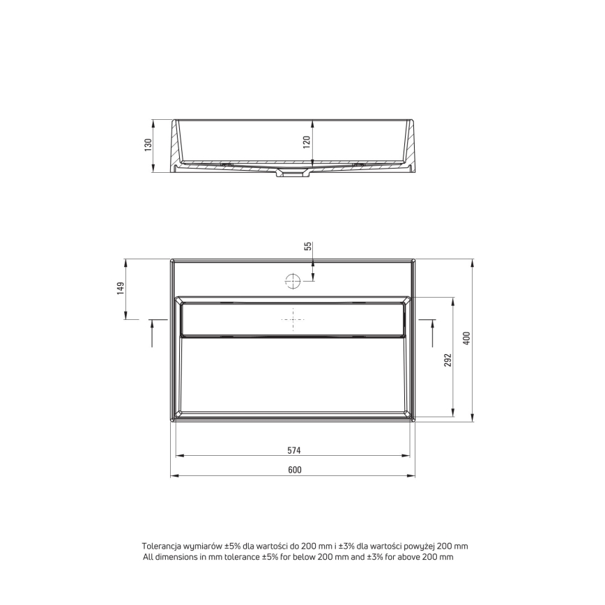 Deante CQR_SU6M - Countertop basin CORREO 40x60cm granite/metallic grey