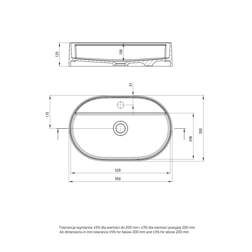 Deante CQS_5U6B - Countertop basin with a tap hole SILIA 35x55 cm granite/beige