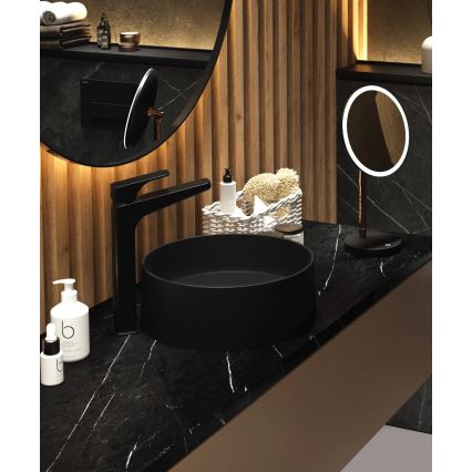 Deante CQS_NU4S - SILIA Countertop Washbasin Ø 36 cm, Granite/Black
