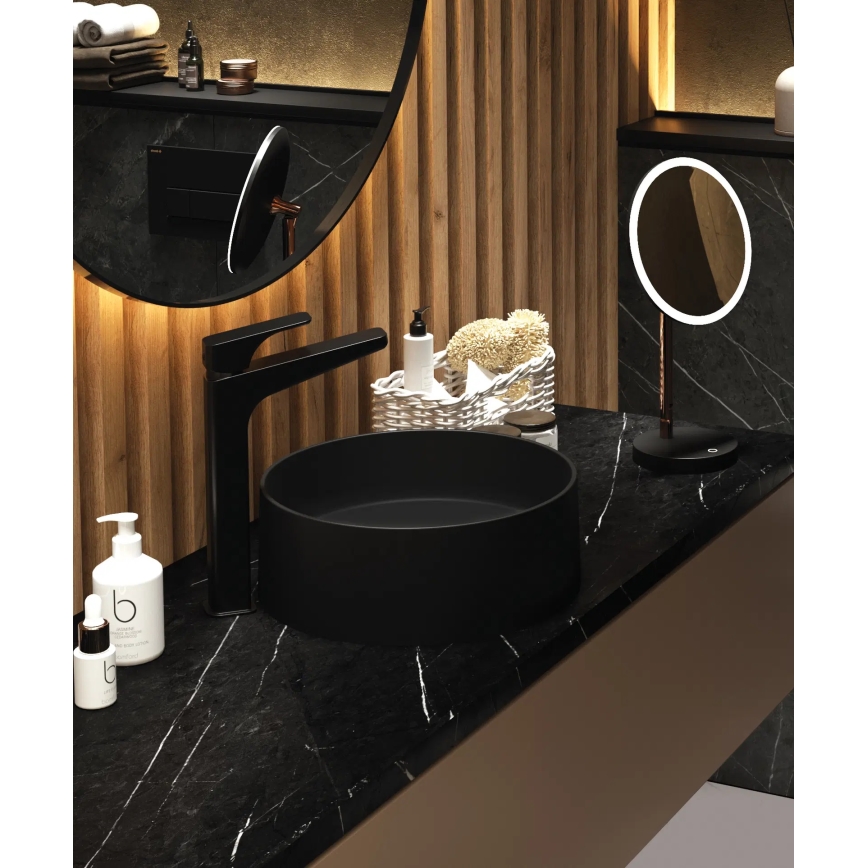 Deante CQS_NU4S - SILIA Countertop Washbasin Ø 36 cm, Granite/Black