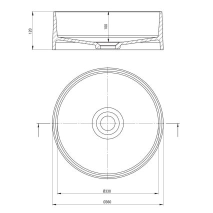 Deante CQS_NU4S - SILIA Countertop Washbasin Ø 36 cm, Granite/Black