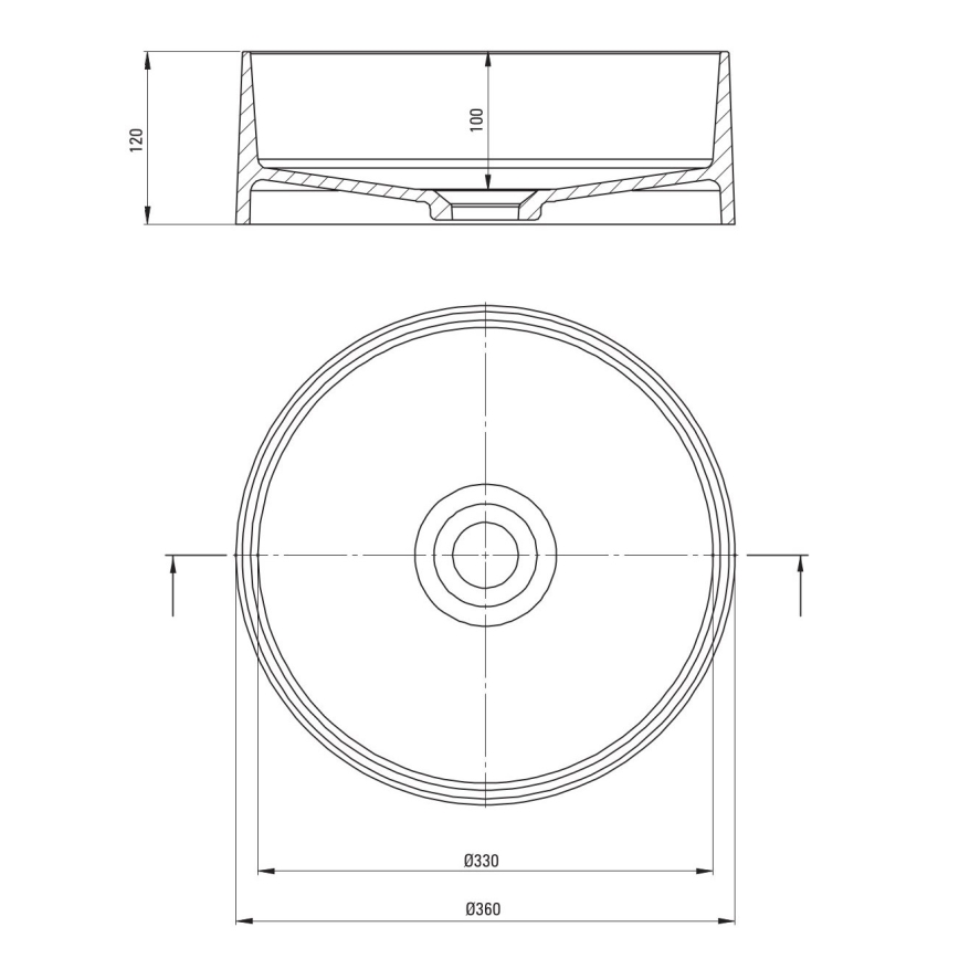Deante CQS_NU4S - SILIA Countertop Washbasin Ø 36 cm, Granite/Black