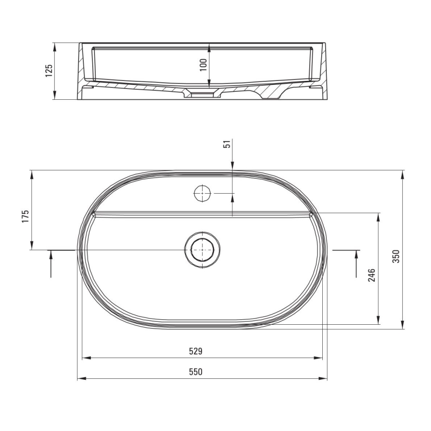 Deante CQS_NU6B - SILIA countertop washbasin with faucet hole 35x55 cm, granite/black
