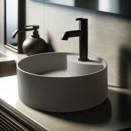 Deante CQS_SU4B - SILIA countertop washbasin with tap hole Ø 36 cm granite/metallic grey
