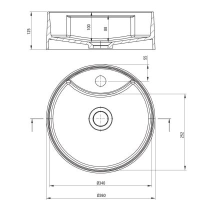 Deante CQS_SU4B - SILIA countertop washbasin with tap hole Ø 36 cm granite/metallic grey