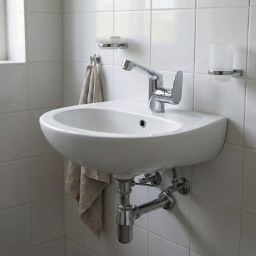 Deante - JASMIN wall-hung washbasin 45,7x36,4 + LEMON washbasin mixer