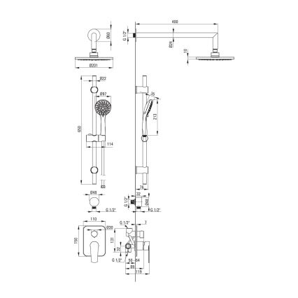 Deante NAC_09GA - ALPINIA Shower Set with Concealed Mixer, Polished Chrome