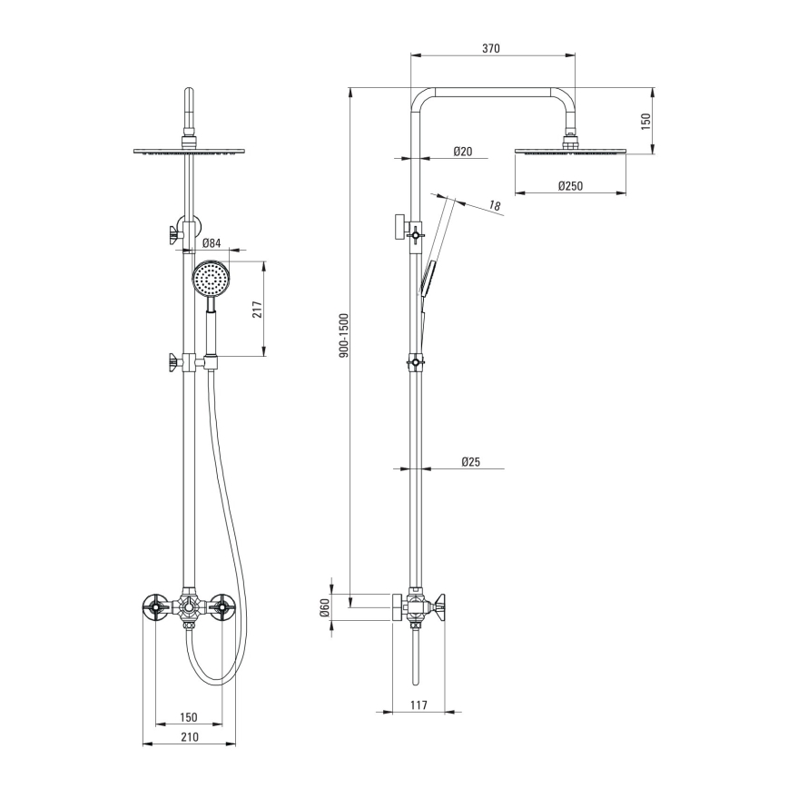 Deante NAC_N4QT - TEMISTO Black Shower Set with Mixer Tap