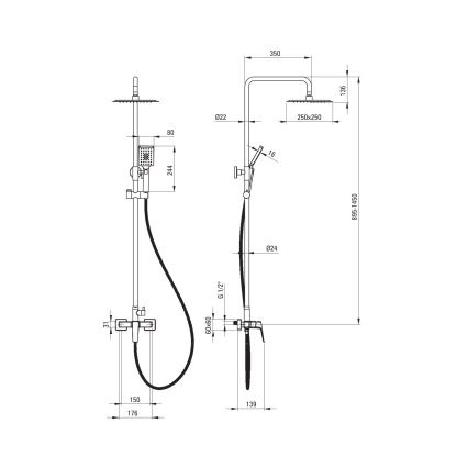 Deante NQL_04XM - BLUR shower set with mixer tap, polished chrome