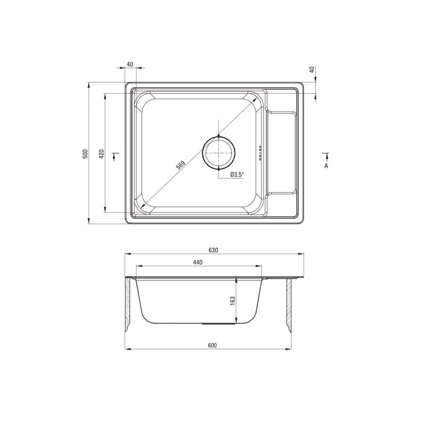 Deante ZEO_011B - Kitchen sink SOUL 50x63 cm satin