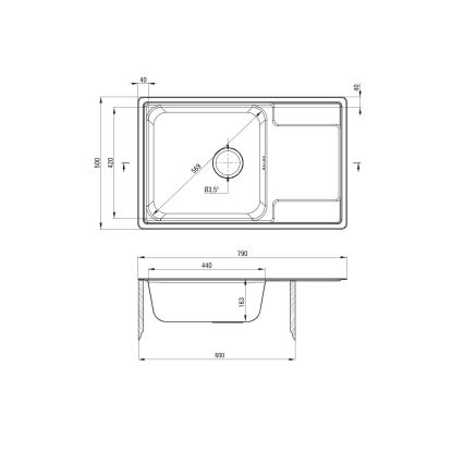 Deante ZEO_011C - Kitchen sink SOUL 50x79 cm satin