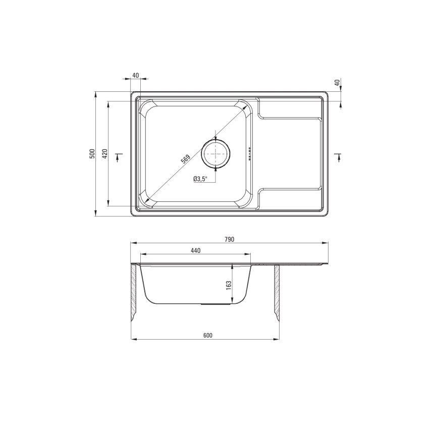 Deante ZEO_011C - Kitchen sink SOUL 50x79 cm satin
