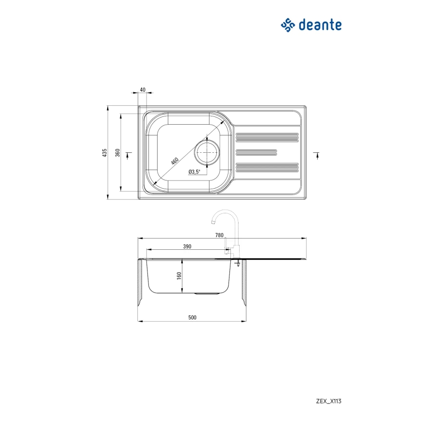 Deante ZEX_0113 - Kitchen sink XYLO 43,5x78 cm satin