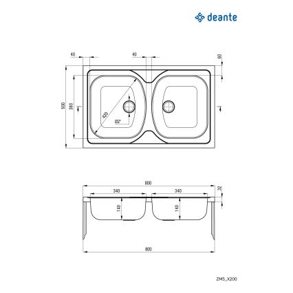 Deante ZM5_0200 - Kitchen sink TANGO 50x80 cm satin
