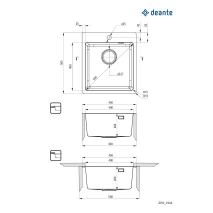 Deante ZPO_010A - Kitchen sink OLFATO 50,5x45 cm brushed steel