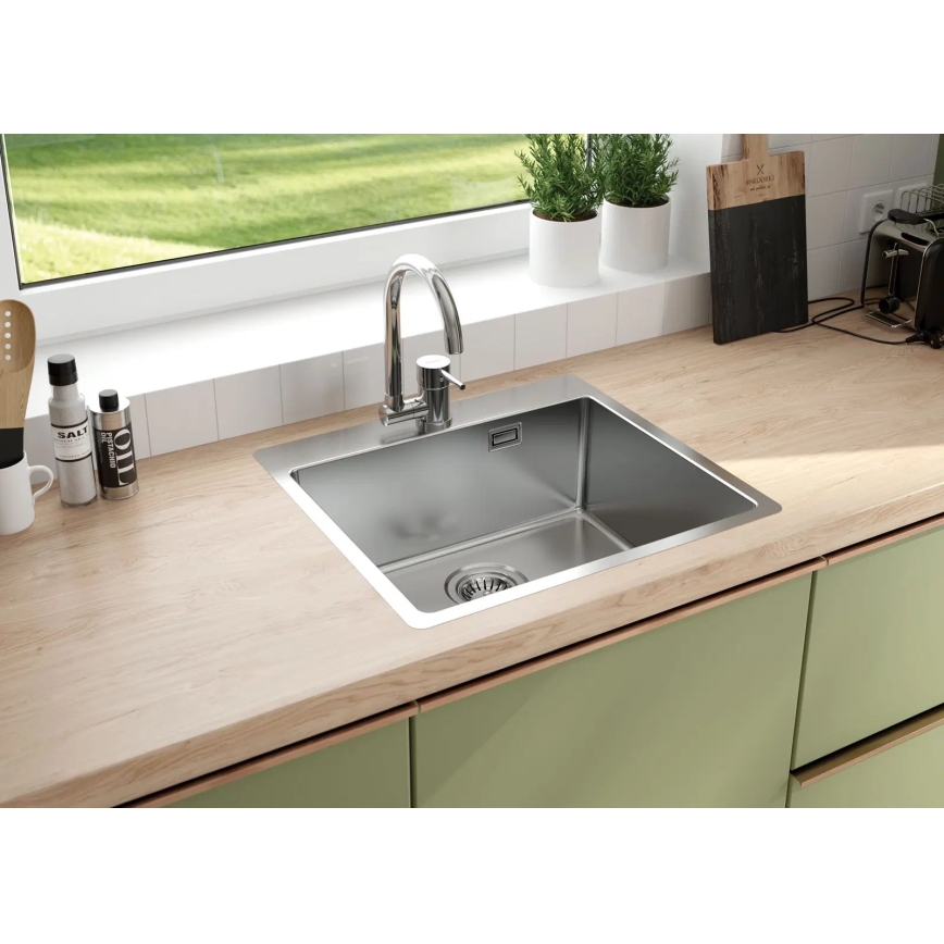 Deante ZPO_010B - Kitchen sink OLFATO 50,5x55 cm brushed steel