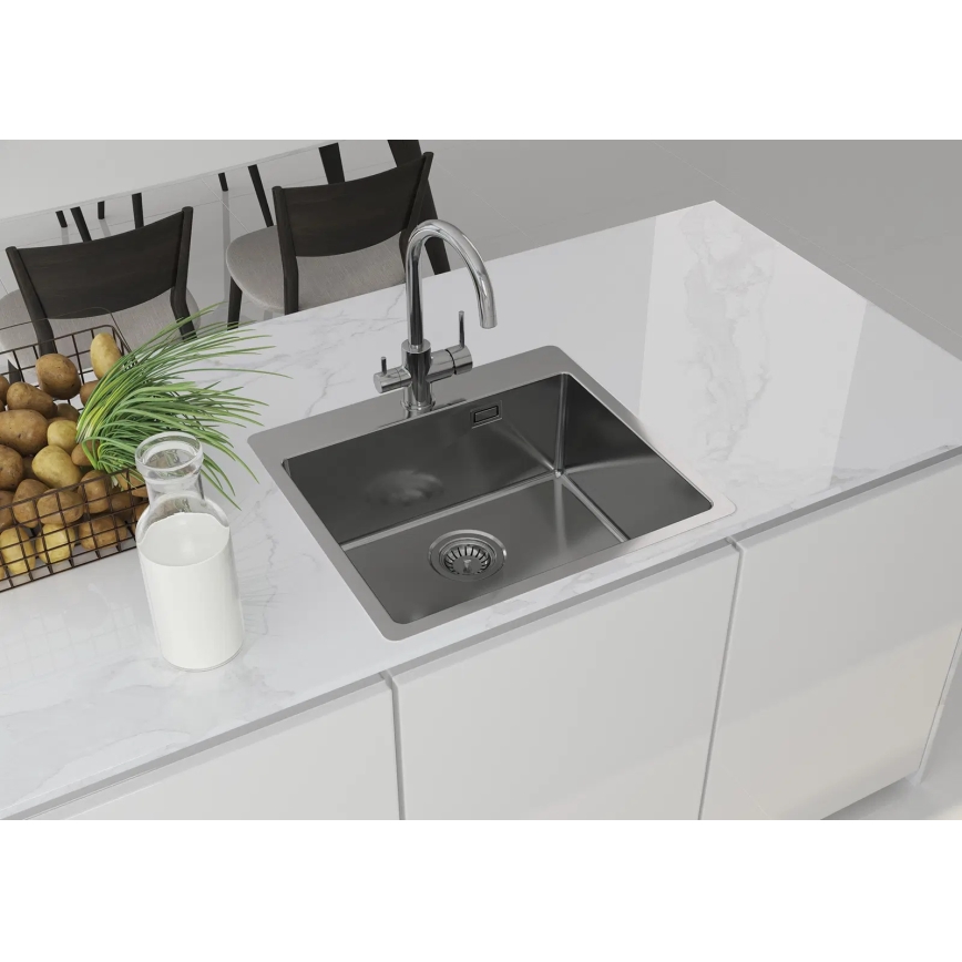 Deante ZPO_010B - Kitchen sink OLFATO 50,5x55 cm brushed steel