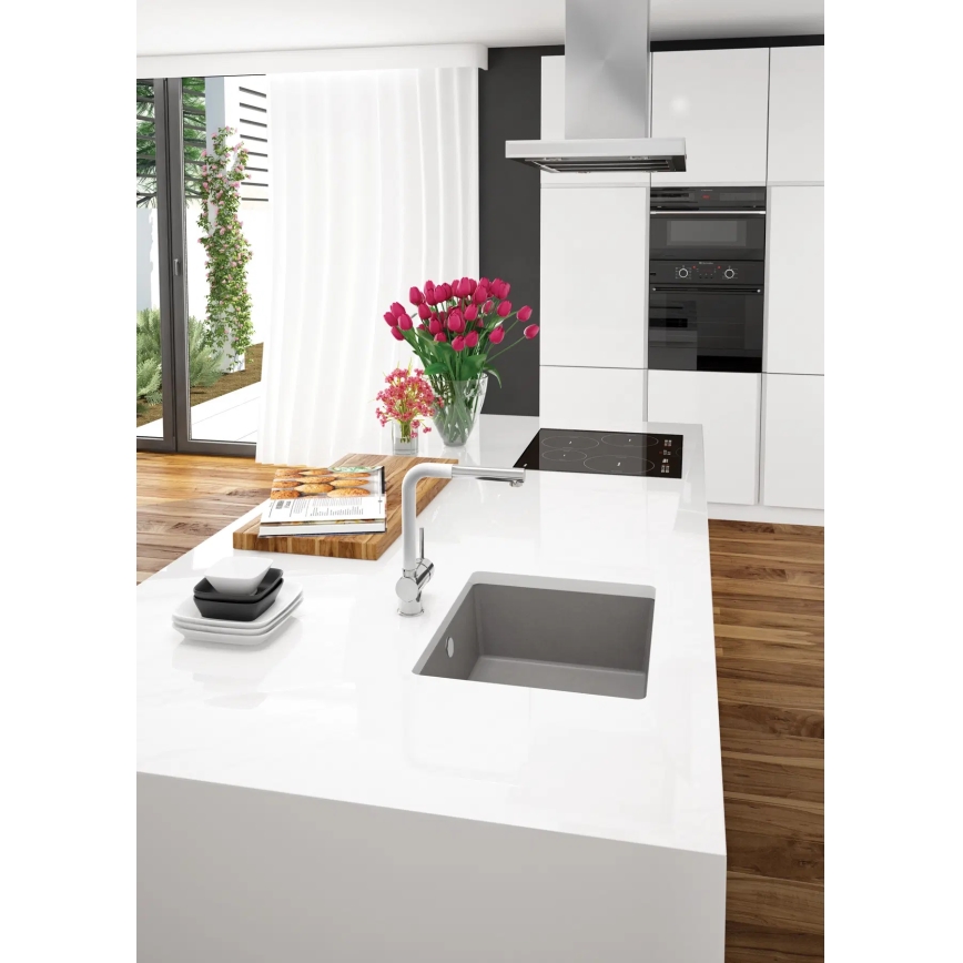 Deante ZQA_N10A - Kitchen sink CORDA 44x44 cm granite/black