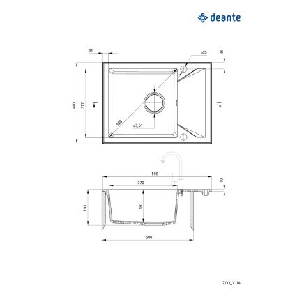 Deante ZQJ_G11A - Kitchen sink EVORA 59x44 cm granite/metallic graphite