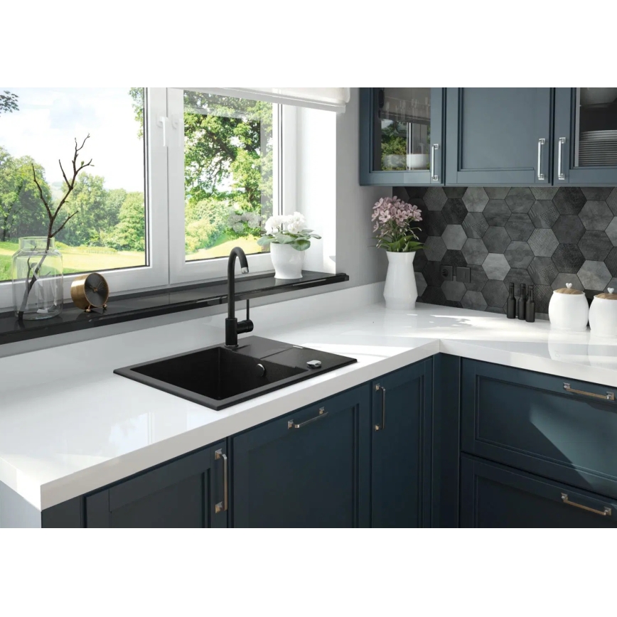 Deante ZQN_G11A - Kitchen sink ANDANTE 49x59 cm granite/metallic graphite