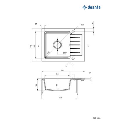 Deante ZQZ_511A - ZORBA Kitchen Sink 58x44 cm granite/beige