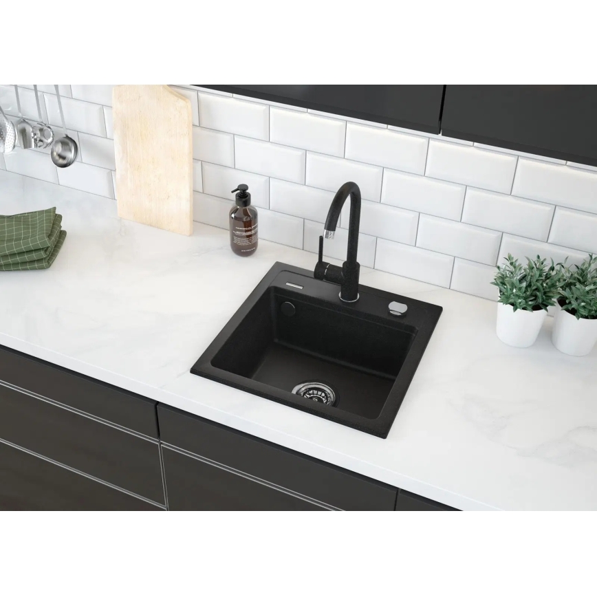 Deante ZQZ_T103 - ZORBA Kitchen Sink 44x44 cm granite/anthracite
