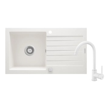 Deante ZQZVA113 - Kitchen sink ZORBA 76x44 cm + sink tap granite/alabaster