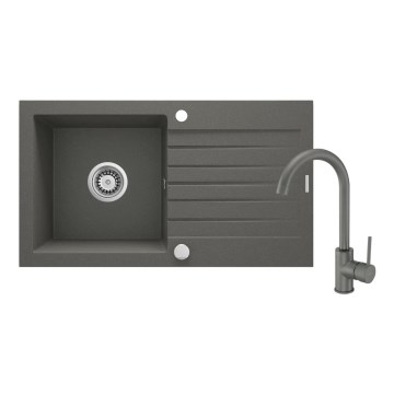 Deante ZQZVT113 - Kitchen sink ZORBA 76x44 cm + sink tap granite/metallic anthracite