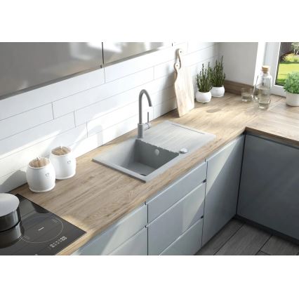 Deante ZQZVT113 - Kitchen sink ZORBA 76x44 cm + sink tap granite/metallic anthracite