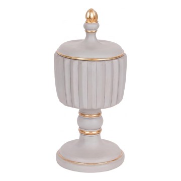 Decorative jar 21x9 cm gray/gold