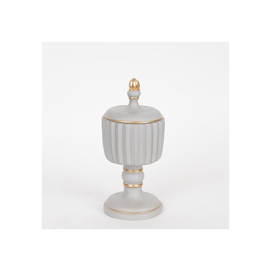 Decorative jar 21x9 cm gray/gold