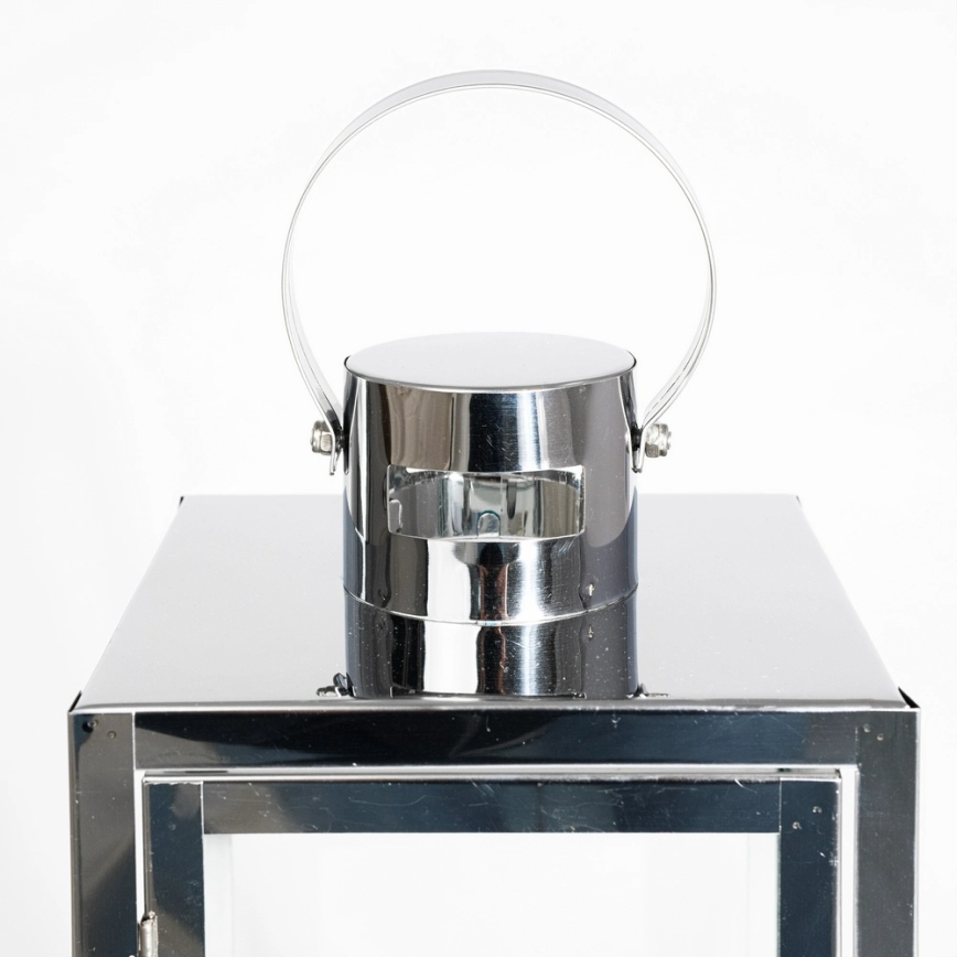 Decorative Lantern, 38 cm — Polished Chrome
