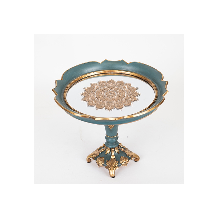 Decorative tray d. 24,7 cm green/gold