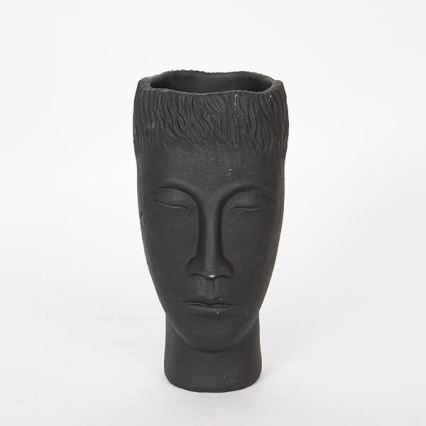 Decorative vase 25 x 14 x 12.5 cm black/cement