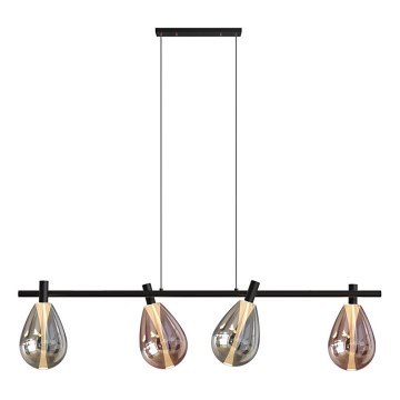 DENSO cable-suspended chandelier 4xG9/5W/230V black chrome/copper
